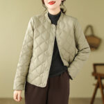 Buddha Stones Women's Fall Plain Diamond Quilted Design Cotton Thermal Jacket With Pockets - YellowGreen - US8-10，UK/AU12-14，EU40-42 (2XL) - image 21