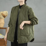 Buddha Stones Women's Casual Plain Zipper Design Cotton Jacket With Pockets - image 2