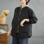 Buddha Stones Women's Casual Plain Zipper Design Cotton Jacket With Pockets - image 12