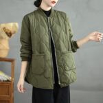 Buddha Stones Women's Casual Plain Zipper Design Cotton Jacket With Pockets - image 3