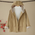 Buddha Stones Women's Plain Color Hoodie Cotton Thermal Fleece-Lined Jacket With Pockets - PaleGoldenrod - US6，UK/AU10，EU38 (XL) - image 1