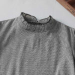 Buddha Stones Causal Plaid Pattern Pleated Ruffled Design Cotton Midi Dress With Pockets - image 3