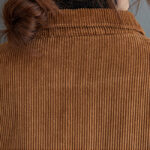 Buddha Stones Plain Buttons Design Women's Cotton Corduroy Fleece-Lined Coat With Pockets - image 23