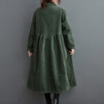 Buddha Stones Plain Buttons Design Women's Cotton Corduroy Fleece-Lined Coat With Pockets - image 11