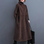 Buddha Stones Plain Buttons Design Women's Cotton Corduroy Fleece-Lined Coat With Pockets - image 28
