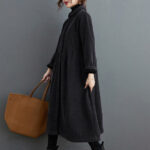 Buddha Stones Plain Buttons Design Women's Cotton Corduroy Fleece-Lined Coat With Pockets - image 5