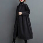 Buddha Stones Plain Buttons Design Women's Cotton Corduroy Fleece-Lined Coat With Pockets - image 2
