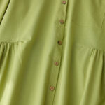 Buddha Stones Causal Commute Plain Buttons Design Lapel Cotton Midi Dress With Pockets - image 4