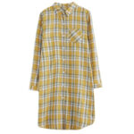 Buddha Stones Spring Color Contrast Plaid Pattern Lapel Cotton Midi Dress With Pockets - image 20
