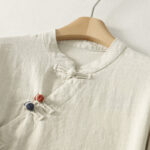 Buddha Stones Spring Vintage Diagonal Closure Frog Buttons Design Cotton Midi Dress - image 9