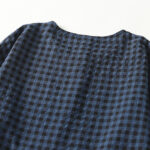 Buddha Stones Retro Contrasting Color Plaid Puff Sleeve Cotton Linen Midi Dress With Pockets - image 4