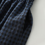 Buddha Stones Retro Contrasting Color Plaid Puff Sleeve Cotton Linen Midi Dress With Pockets - image 9