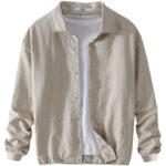 Buddha Stones Ribbed Long Sleeve Design Men's Cotton Linen Jacket Shirt With Pockets - image 8