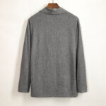 Buddha Stones Vintage Plain Irregular Collar Design Men's Cotton Jacket Shirt - image 4
