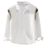 Buddha Stones Spring Casual Patchwork Design Long Sleeve Men Cotton Shirt Clothing - image 7