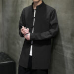 Buddha Stones Simple Tang Suit Plain Chinese Frog-Button Design Men's Cotton Jacket Shirt - Black - US/UK/AU46，EU56 (5XL) - image 24