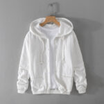 Buddha Stones Ribbed Hem Design Hoodie Men's Cotton Linen Jacket Shirt With Pockets - White - US/UK/AU42，EU52 (3XL) - image 16