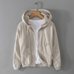 Buddha Stones Ribbed Hem Design Hoodie Men's Cotton Linen Jacket Shirt With Pockets - Beige - US/UK/AU42，EU52 (3XL) - image 6