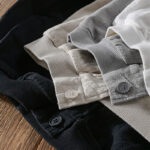 Buddha Stones Ribbed Hem Design Hoodie Men's Cotton Linen Jacket Shirt With Pockets - image 23