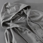 Buddha Stones Ribbed Hem Design Hoodie Men's Cotton Linen Jacket Shirt With Pockets - image 2