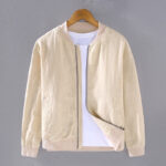 Buddha Stones Winter Plain Zipper Design Stand Collar Men's Cotton Linen Jacket Shirt With Pockets - LightGoldenrodYellow - US/UK/AU42，EU52 (3XL) - image 14