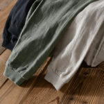 Buddha Stones Casual Solid Color Ribbed Hem Long Sleeve Men's Cotton Linen Shirt With Pockets  - image 22
