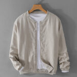 Buddha Stones Casual Solid Color Ribbed Hem Long Sleeve Men's Cotton Linen Shirt With Pockets  - Linen - US/UK/AU42，EU52 (3XL) - image 4