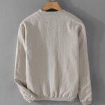 Buddha Stones Casual Solid Color Ribbed Hem Long Sleeve Men's Cotton Linen Shirt With Pockets  - image 6