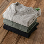 Buddha Stones Casual Solid Color Ribbed Hem Long Sleeve Men's Cotton Linen Shirt With Pockets  - image 20
