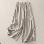 Buddha Stones Casual Plain Tucker Pleats Elastic Women's Polyester Wide Leg Pants With Pockets - Tan - US8-10，UK/AU12-14，EU40-42 (2XL) - image 13