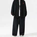 Buddha Stones Embroidery Chinese Frog-Button Design Tang Suit Men's Cotton Jacket Shirt - image 8