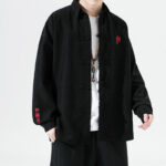 Buddha Stones Embroidery Chinese Frog-Button Design Tang Suit Men's Cotton Jacket Shirt - image 2