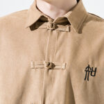 Buddha Stones Embroidery Chinese Frog-Button Design Tang Suit Men's Cotton Jacket Shirt - image 17
