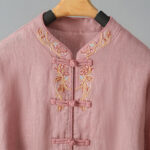 Buddha Stones Embroidery Flower Design Frog-buttons Cotton Women's Shirt - image 12