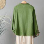 Buddha Stones Embroidery Flower Design Frog-buttons Cotton Women's Shirt - image 14