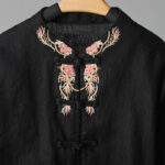 Buddha Stones Embroidery Flower Design Frog-buttons Cotton Women's Shirt - image 25