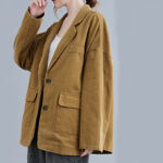 Buddha Stones Retro Solid Color Women's Cotton Blazer Jacket With Pockets - image 7