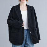 Buddha Stones Retro Solid Color Women's Cotton Blazer Jacket With Pockets - image 12