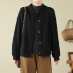 Buddha Stones Solid Color Women's Cotton Buttons Jacket With Pockets - image 2