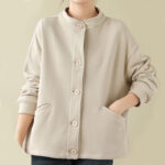 Buddha Stones Solid Color Women's Cotton Buttons Jacket With Pockets - AntiqueWhite - US14，UK/AU18，EU46 (2XL) - image 14