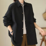 Buddha Stones Casual Solid Color Women's Jacket With Pockets - Black - US14，UK/AU18，EU46 (2XL) - image 16