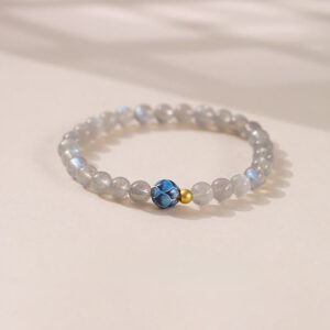 Buddha Stones Natural Moonstone Lotus Love Charming Bracelet - Moonstone & Lotus(Wrist Circumference: 15-16cm) - image 1