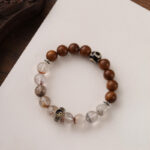 Buddha Stones Lightning Struck Wood Red Phantom Yin Yang Protection Bracelet - image 9