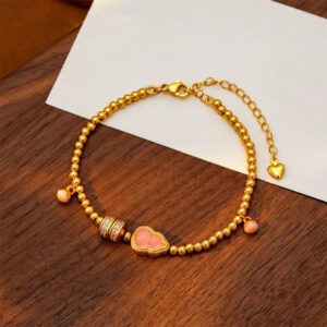 Buddha Stones Copper Brass Plated 24k Gold Beads Gourd Wealth Bracelet - Copper Brass Plated 24k Gold(Wrist Circumference: 20-25cm) - image 1
