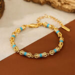 Buddha Stones Copper Brass Plated 24k Gold Vajra Wealth Luck Bracelet - image 3