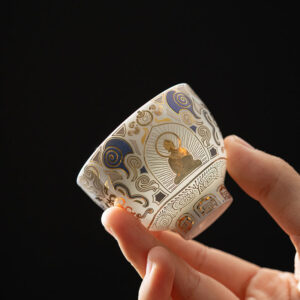 Buddha Stones White Thangka Buddha Auspicious Clouds Teacup Kung Fu Tea Cup - Buddha Pattern 5.3cm*4.3cm*40ml - image 1