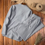 Buddha Stones Pure Color Cotton Linen Long Sleeve Top Pants Clothing Men's Set - image 9