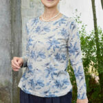 Buddha Stones Fall Blue Floral Women's Long Sleeve T-Shirt  For Older Adults - image 3