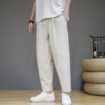 Buddha Stones Casual Pure Color Tapered Design Men's Cotton Linen Drawstring Pants With Pockets - Beige - US/UK/AU46，EU56 (5XL) - image 15