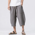 Buddha Stones Summer Casual Simple Plain Design 7-8 Length Men's Drawstring Pants With Pockets - LightGrey - US/UK/AU46，EU56 (5XL) - image 1